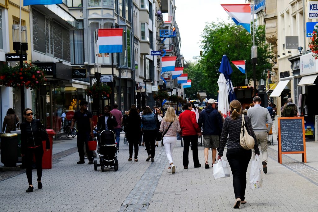 A busy street in Luxembourg City