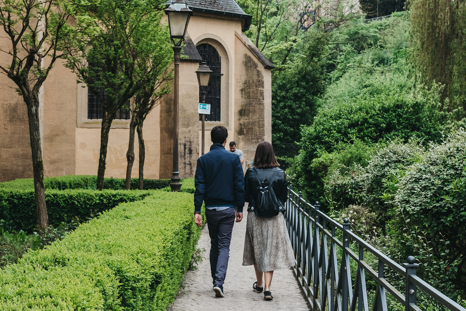 Couple walking on a date in Luxembourg City