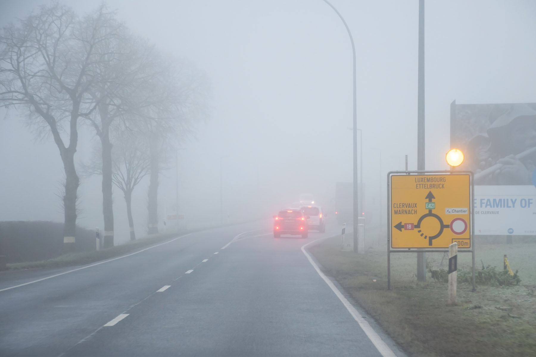 cars in foggy weather, Luxembourg
