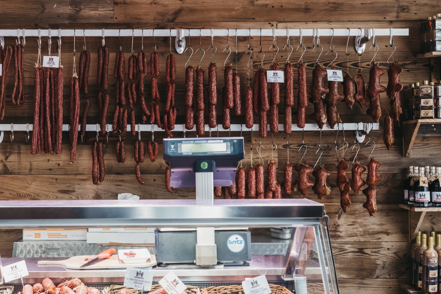 sausages in a Luxembourg deli