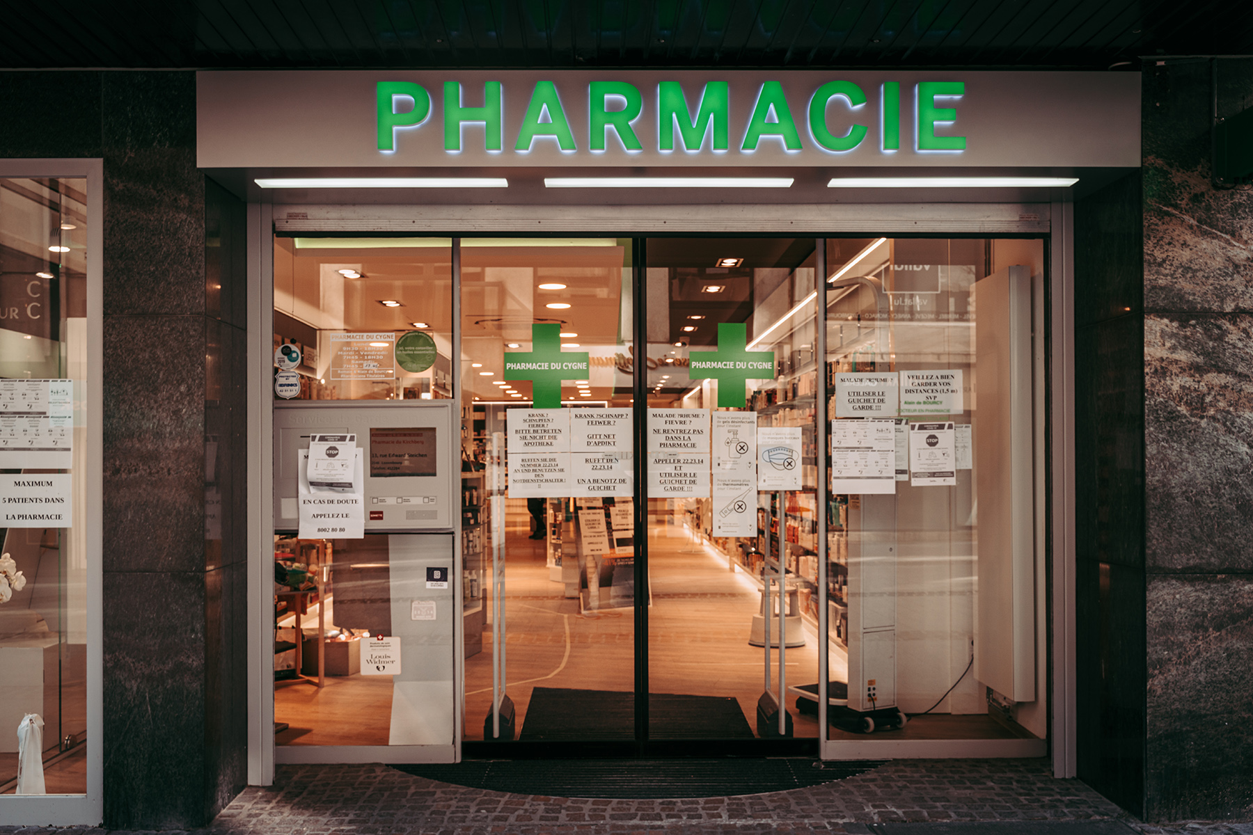 A pharmacy in Luxembourg City